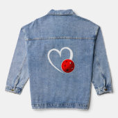 Pickleball Liefde Wit Hart Rood Pickleball Denim Jacket (Achterkant)