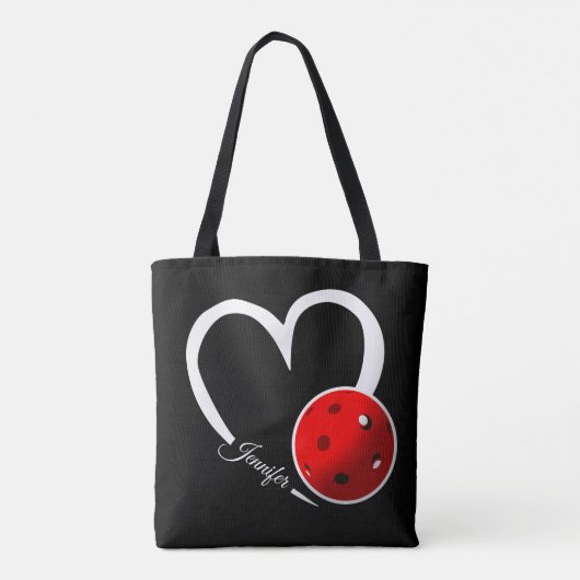 Pickleball Liefde Wit Hart Rood Pickleball Draagtas (Achterkant)