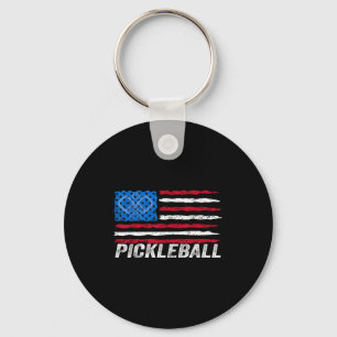 Pickleball-liefhebber pickle bal patriotische vlag sleutelhanger