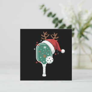 Pickleball-liefhebber sporten Kerstman hoed Feestdagenkaart