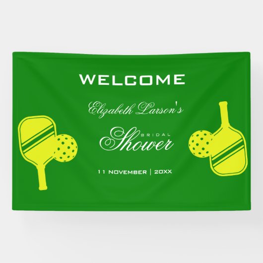 Pickleball-liefhebbers Bruidsdouche Neon Thema Spandoek (Horizontaal)