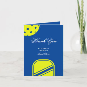 Pickleball Liefhebbers Bruidsfeest Neon Blauw Bedankkaart