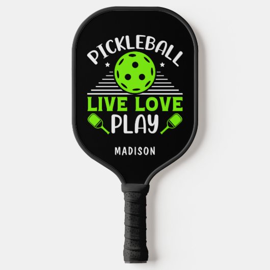 Pickleball Live Love Play Typografie Name Paddle (Voorkant)
