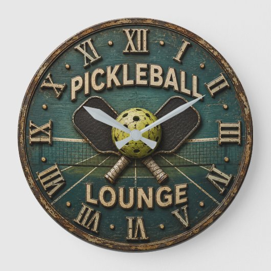 Pickleball Lounge Rustic Paddle & Ball Grote Klok (Voorkant)