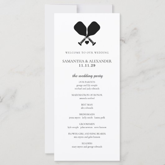 Pickleball Love Ceremony-programma (Voorkant)
