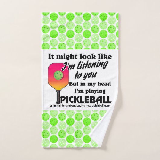 Pickleball Lover in mijn hoofd Ik speel Pickleball Handdoek (Handdoek)