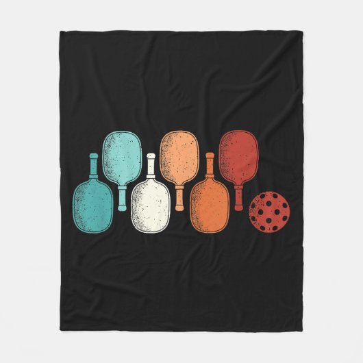 Pickleball Lover Retro Paddle Sport Fleece Deken (Voorkant)