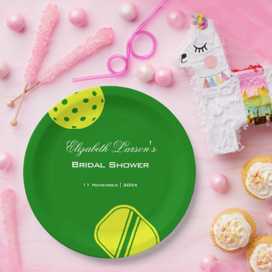 Pickleball Lovers Vrijgezellenfeest Neon Thema Papieren Bordje (Feest)