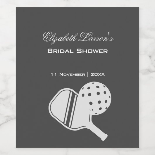 Pickleball Lovers Vrijgezellenfeest Zwart & Wit Wijn Etiket (Enkel label)