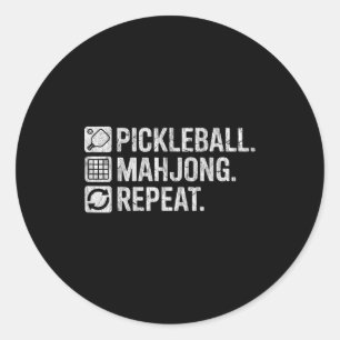 Pickleball mahjong herhaal grappige spel liefhebbe ronde sticker