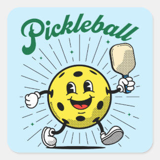 PICKLEBALL MASCOT beroemd gemaakt door PickleballP Vierkante Sticker