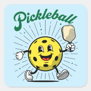 PICKLEBALL MASCOT beroemd gemaakt door PickleballP Vierkante Sticker
