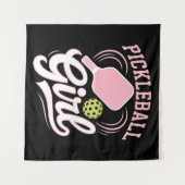 Pickleball Meisje Speler Wandkleed (Voorkant (horizontaal))