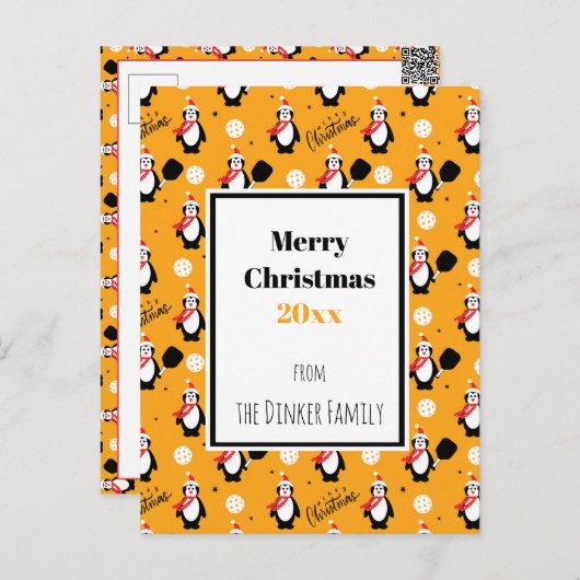 🐧 Pickleball Merry 🎁 Briefkaart (Voorkant / Achterkant)