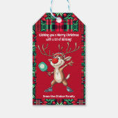 Pickleball 🎄 Merry Kerstmis, aangepaste tekst Cadeaulabel (Voorkant)
