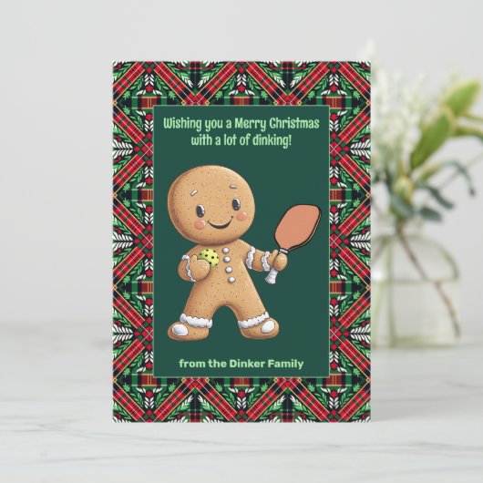 Pickleball 🎄 Merry Kerstmis, aangepaste tekst Feestdagenkaart (Staand voorkant)