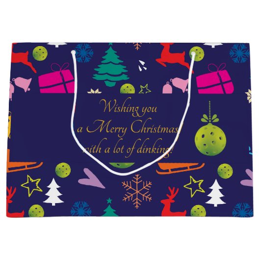 Pickleball 🎄 Merry Kerstmis, aangepaste tekst Groot Cadeauzakje (Voorkant)