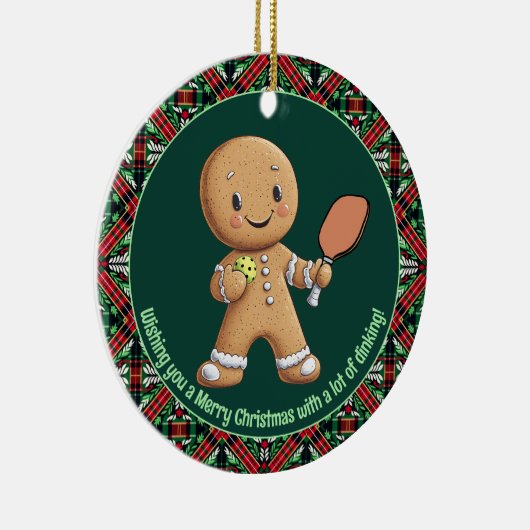 Pickleball 🎄 Merry Kerstmis, aangepaste tekst Keramisch Ornament (Rechts)