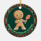 Pickleball 🎄 Merry Kerstmis, aangepaste tekst Keramisch Ornament (Voorkant)