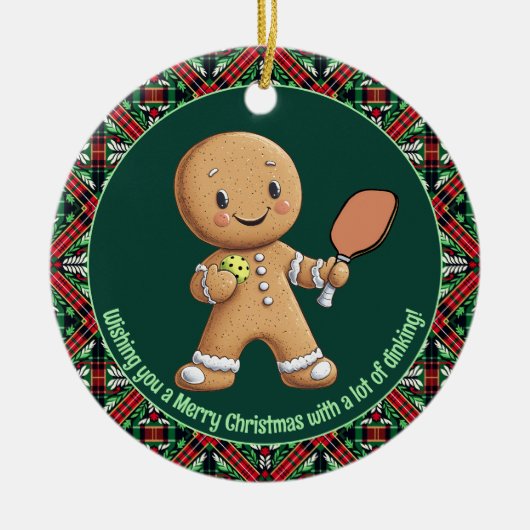 Pickleball 🎄 Merry Kerstmis, aangepaste tekst Keramisch Ornament (Voorkant)