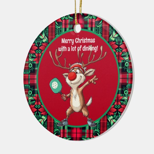 Pickleball 🎄 Merry Kerstmis, aangepaste tekst Keramisch Ornament (Links)