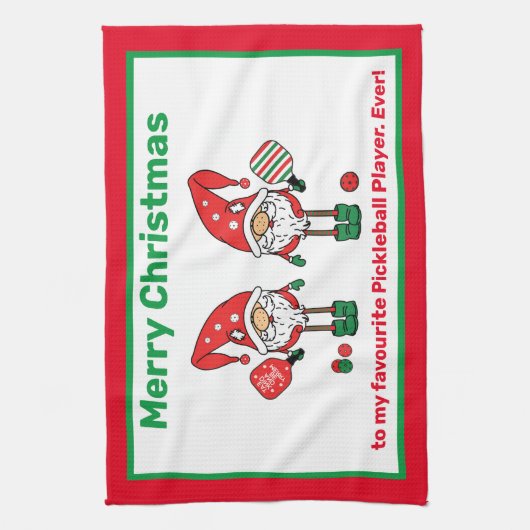 Pickleball Merry met Kerstmis horizontale keukento Theedoek (Verticaal)