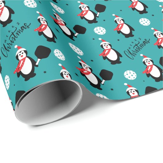 🐧 Pickleball Merry 🎁 Wrapping Paper Cadeaupapier (Rol Hoek)
