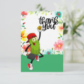 Pickleball met bloemen bedankkaart (Staand voorkant)