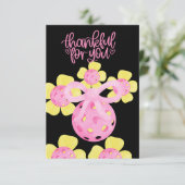Pickleball met bloemen bedankkaart (Staand voorkant)