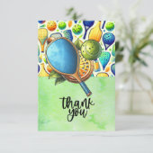 Pickleball met grappige bloemen bedankkaart (Staand voorkant)