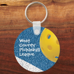 Pickleball met naam, team of liga sleutelhanger