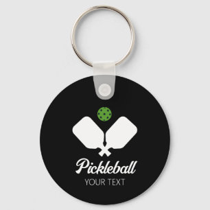 Pickleball met peddels & bal gepersonaliseerd sleutelhanger