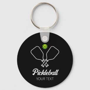 Pickleball met peddels & bal gepersonaliseerd sleutelhanger