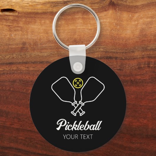 Pickleball met peddels & bal gepersonaliseerd sleutelhanger (Achterkant)