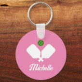 Pickleball met peddels & bal Gepersonaliseerde naa Sleutelhanger (Voorkant)