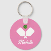 Pickleball met peddels & bal Gepersonaliseerde naa Sleutelhanger (Achterkant)