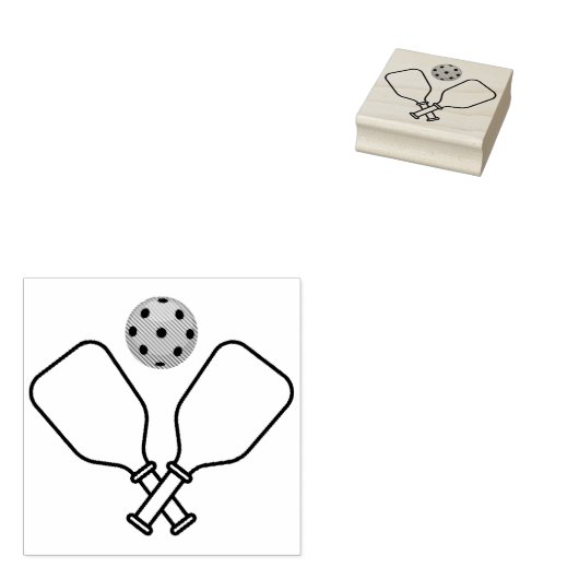 Pickleball met peddels & bal 	rubberstempel (Gestempeld)