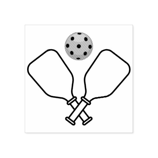 Pickleball met peddels & bal 	rubberstempel (Afrduk)