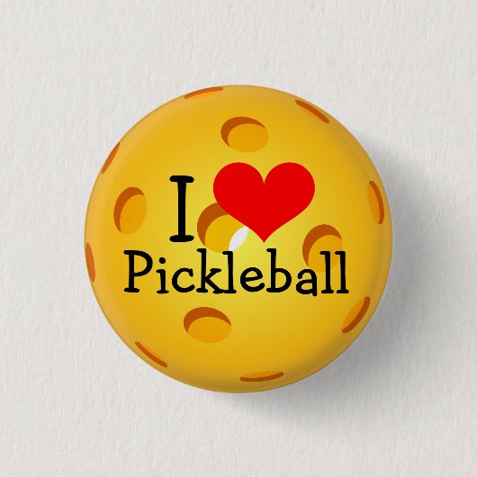 Pickleball Mini Button: Ik hou van Pickleball Ronde Button 3,2 Cm (Voorkant)