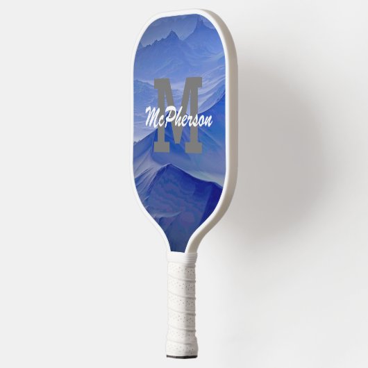 Pickleball Monogram en naam Blauwe achtergrond Pickleball Paddle (Links)
