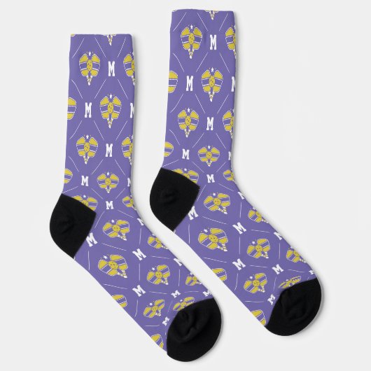 Pickleball Monogram Initiaal Pattern Sokken (Rechts)