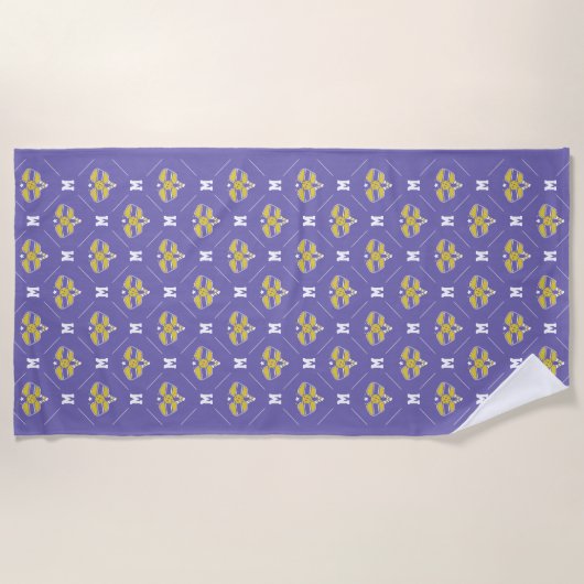 Pickleball Monogram Initiaal Pattern Strandlaken (Voorkant)