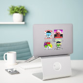 Pickleball Monsters Heksen Vampiers Zombies Sticker (Laptop op bureau)