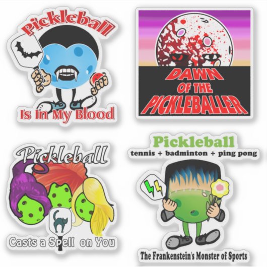 Pickleball Monsters Vampire Witches Zombies Sticker (Voorkant)