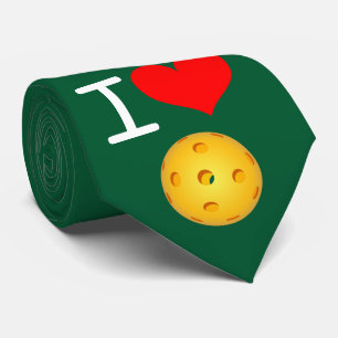 Pickleball Necktie: Ik hou van Pickleball (groen) Stropdas