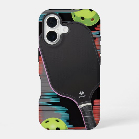 Pickleball Neon Paddle Motion Case iPhone 16 Hoesje (Achterkant)