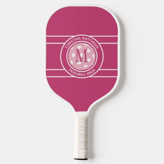 Pickleball Ninja Custom Name Initiaal Girly Pink Pickleball Paddle (Achterkant)