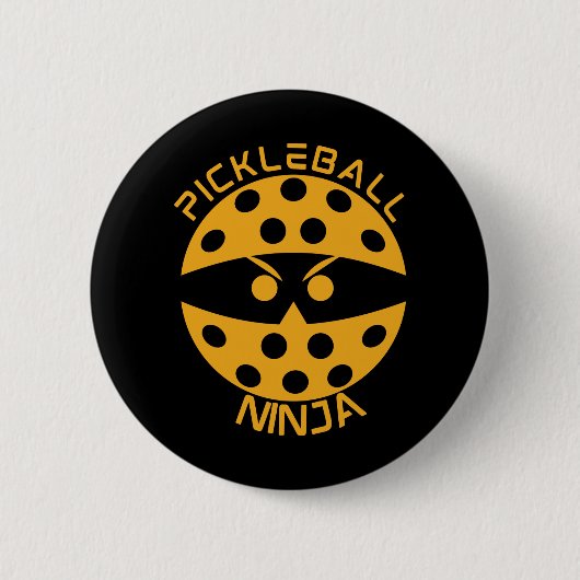 Pickleball ninja - oranje ronde button 5,7 cm (Voorkant)
