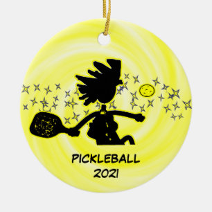 Pickleball Noël Ornement en céramique de Noël