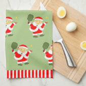 Pickleball Noël serviette de cuisine (Quart Plié)